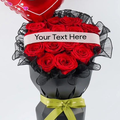 Red Roses & Heart Balloon