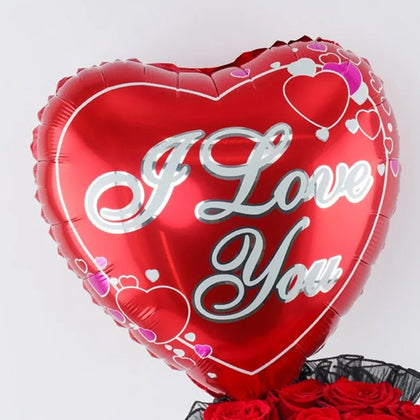Red Roses & Heart Balloon