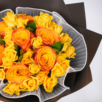 Elegant Yellow & Orange Roses Graduation Bouquet