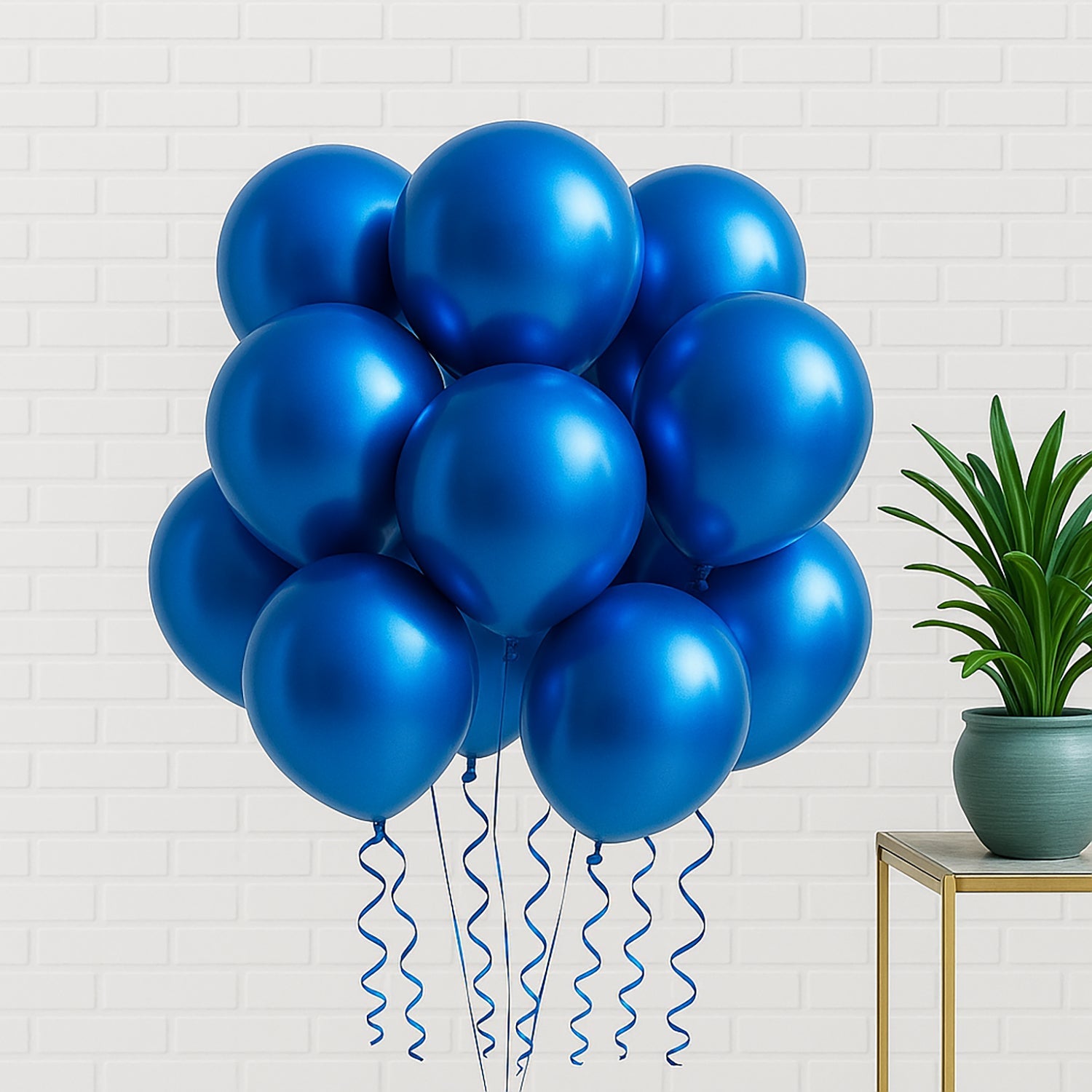 10 Blue Metallic Helium Filled Balloons