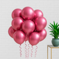 Elegant Set of 10 Pink Metallic Helium Balloons for Celebration