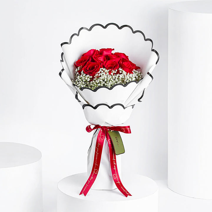 10 Red Roses Hand Bouquet