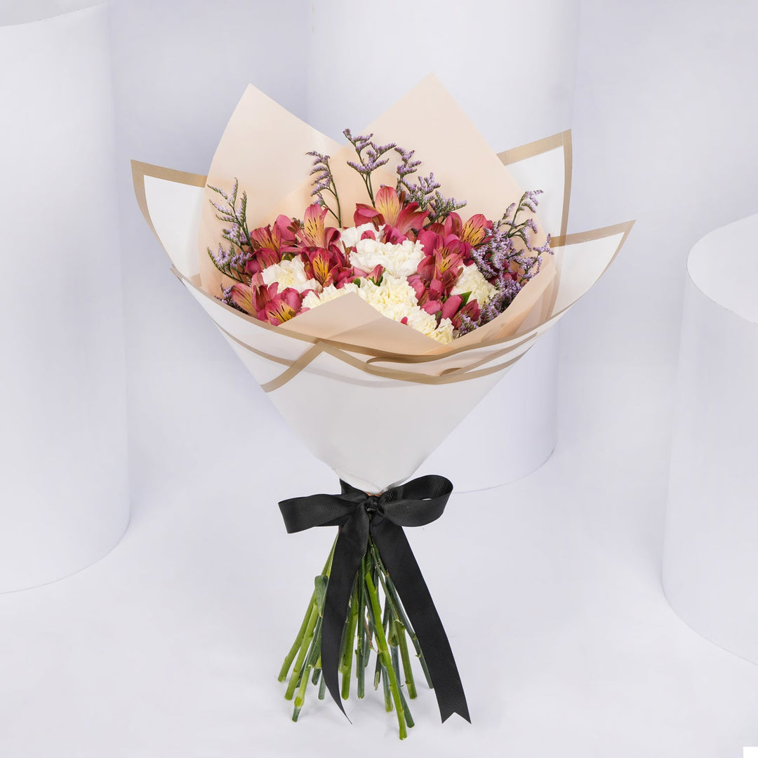 Elegant Eid Blessing Flower Bouquet with Carnations and Alstroemeria
