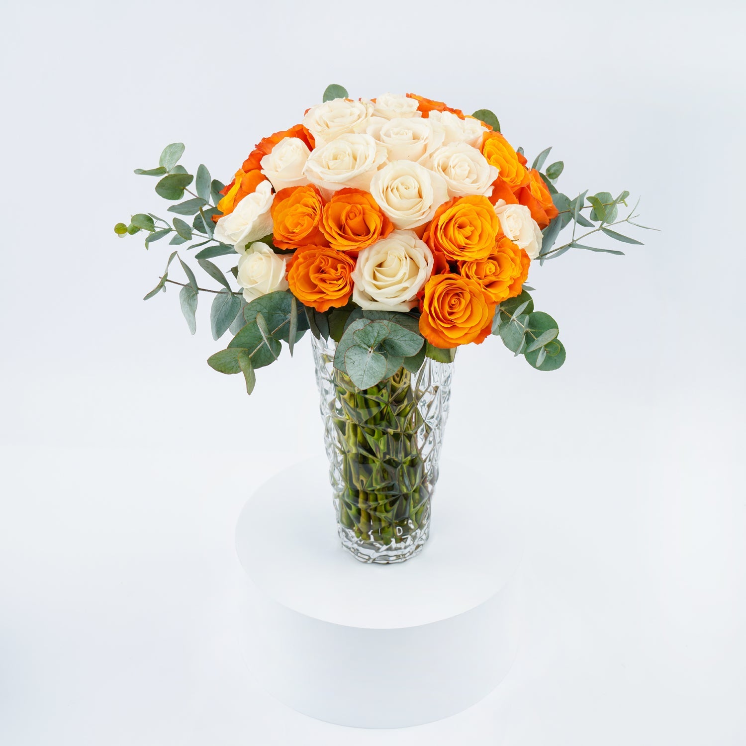 Beautiful Roses Glass Vase Arrangement