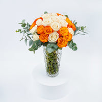 Beautiful Roses Glass Vase Arrangement