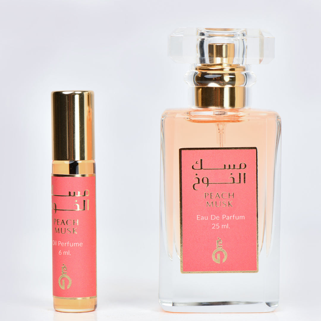مجموعة عطر المسك بالخوخ للجنسين - 25 مل عطر و 6 مل زيت عطر