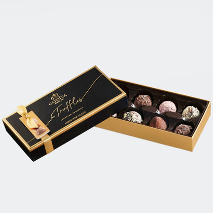 Godiva Truffles & Roses Devotion Set - 8 Assorted Truffles and Elegant Orange Roses Bouquet