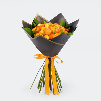 Godiva Truffles & Roses Devotion Set - 8 Assorted Truffles and Elegant Orange Roses Bouquet