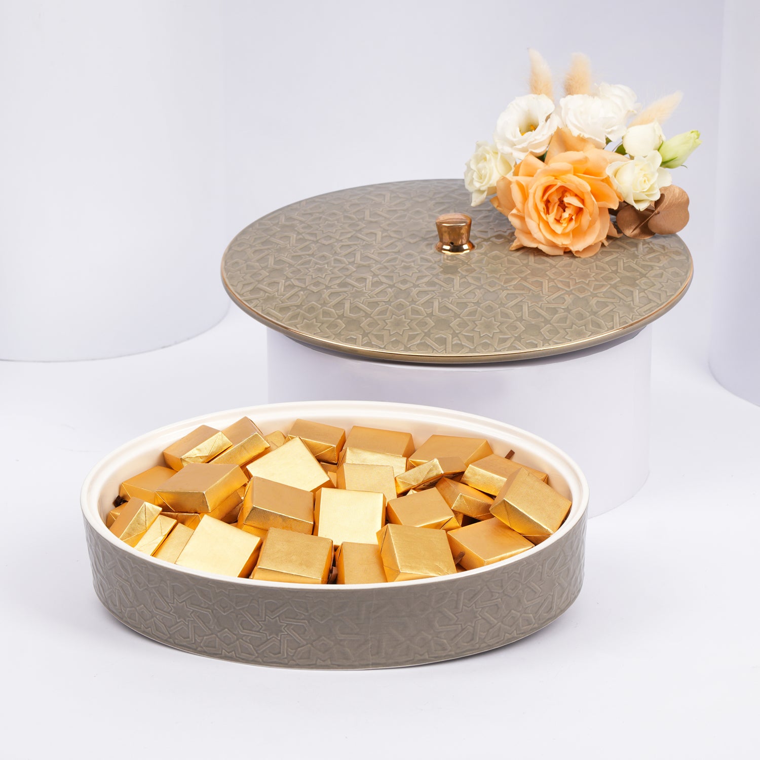 Otantik Home - Chocolate Grey Bowl with Flowers