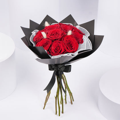 10 Red Roses Flower Bouquet for Graduation