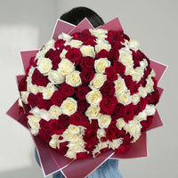 Luxurious Bouquet of 200 Red and White Roses