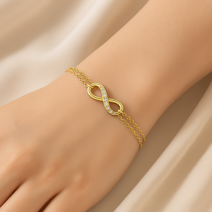 Timeless Infinity Elegance: Gold Plated 925 Silver Bracelet with Cubic Zirconia