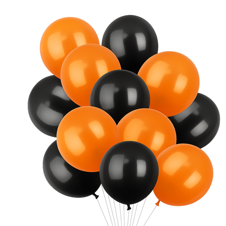 Vibrant Orange and Black Helium Latex Balloons for Festive Celebrations