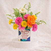 2026 Fresh Start Floral Arrangement in Glass Vase