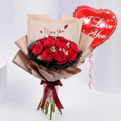 15 Red Roses Bouquet for Love Ones