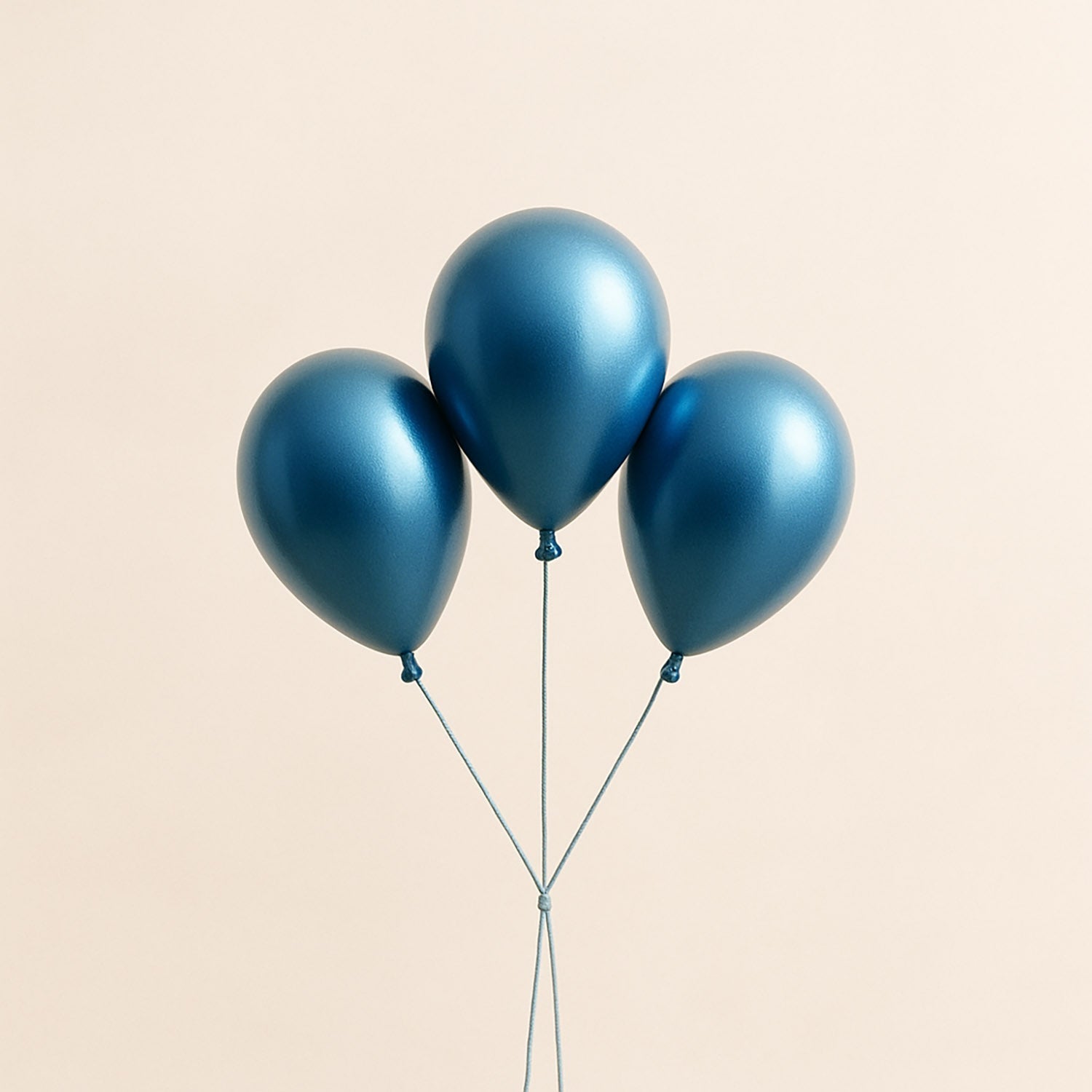 3 Blue Metallic Helium Filled Balloons
