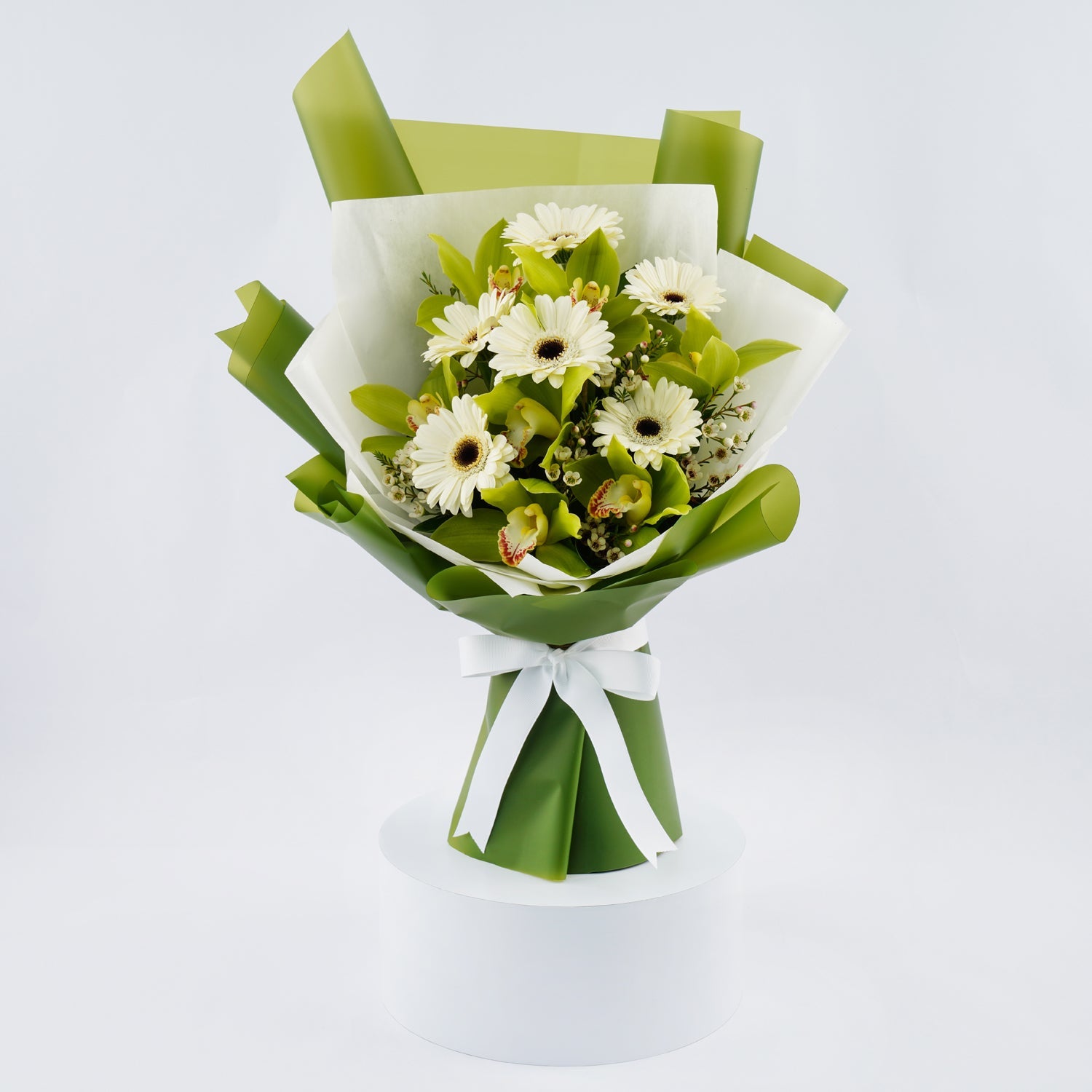 White Color Gerberas Bouquet