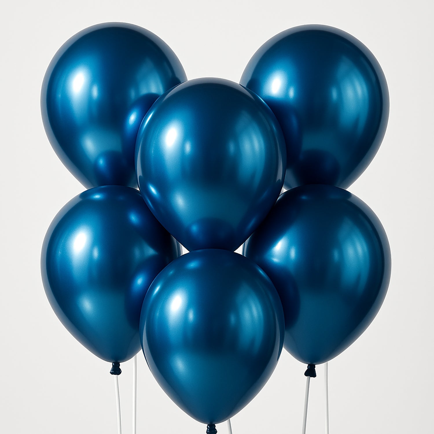6 Blue Metallic Helium Filled Balloons