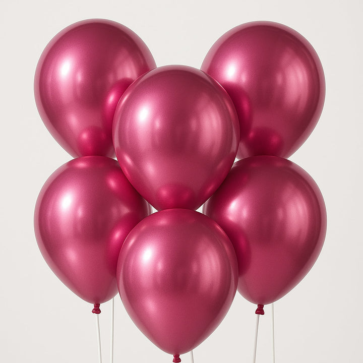 Elegant Pink Metallic Helium Balloons - Set of 6
