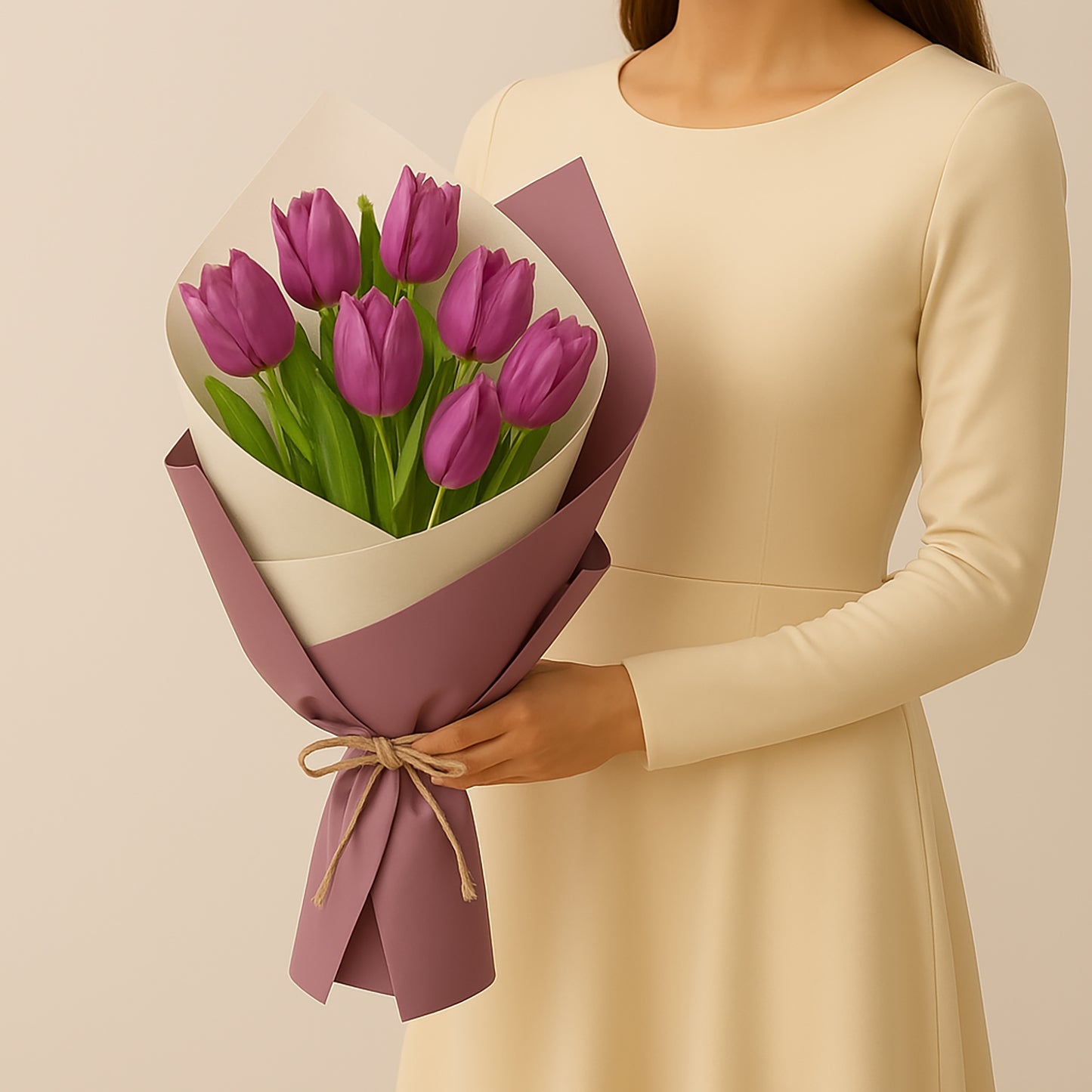 Elegant Bouquet of 7 Purple Tulips - Perfect for Any Occasion
