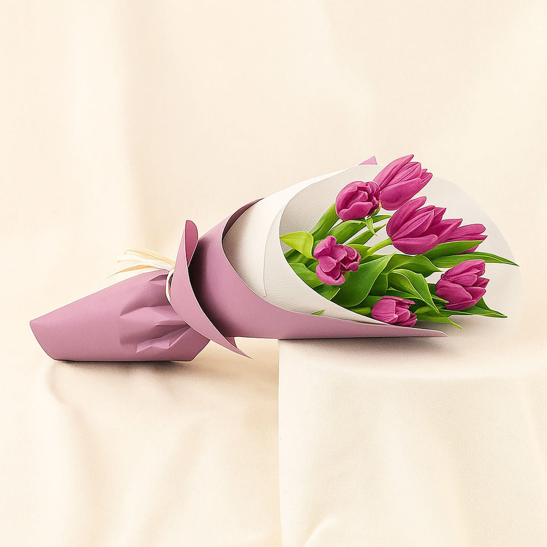 باقة أنيقة من 7 زهور التوليب البنفسجية - مثالية لجميع المناسبات