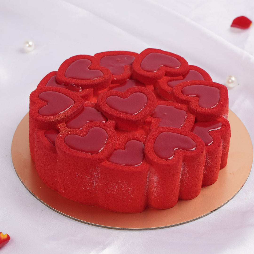 Exquisite Half Kg Heart-Shaped Red Velvet Cake
