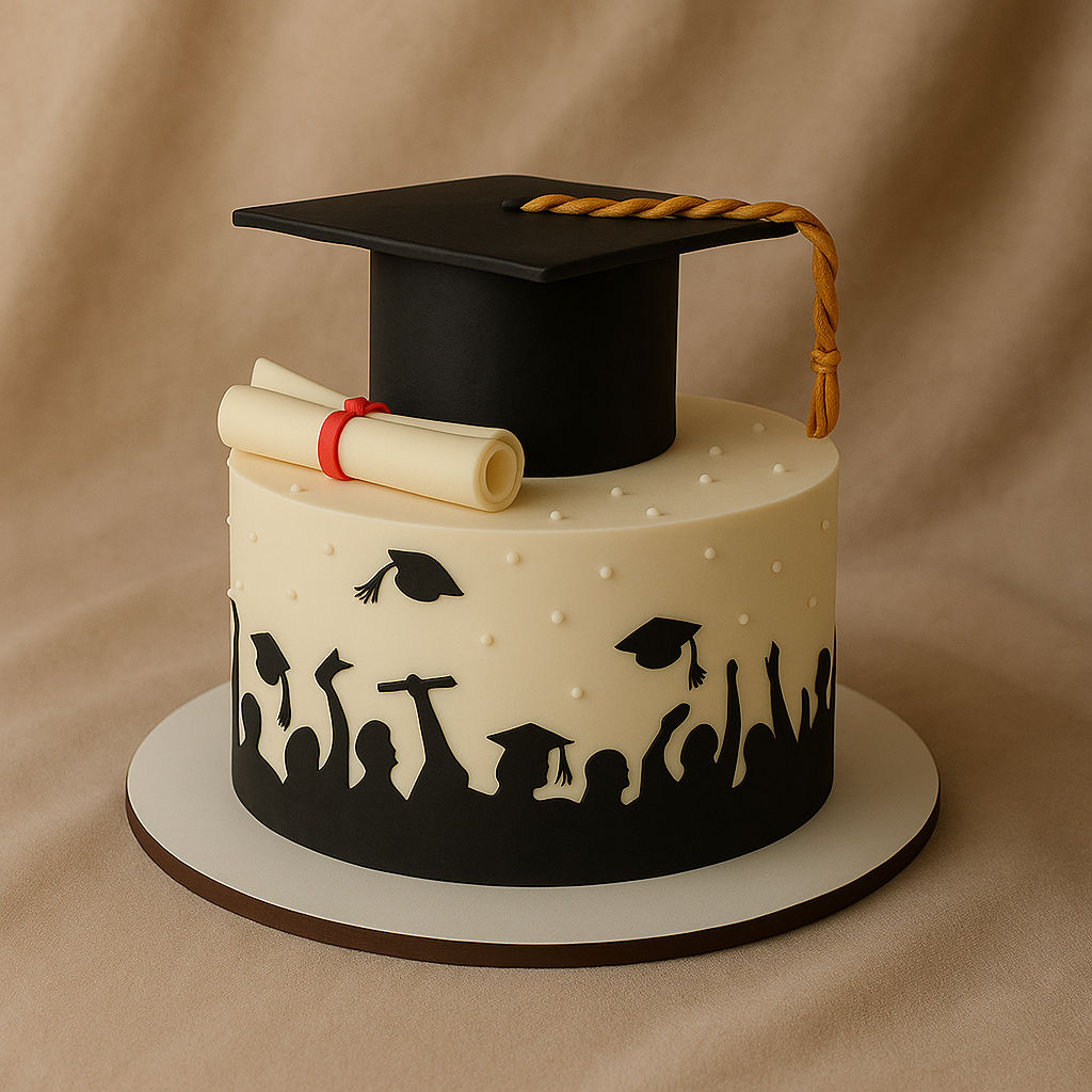 Elegant Chocolate Graduation Cap Cake