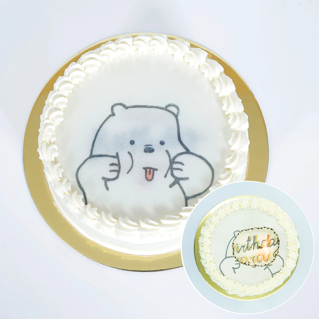 Adorable Bear Chocolate Birthday Cake with Cute Candle Design