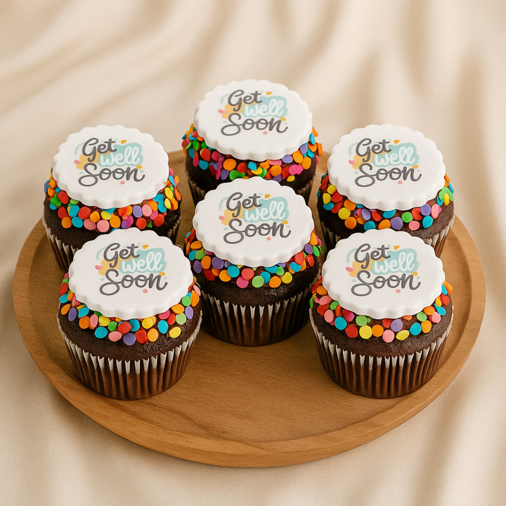 Delicious Vanilla Get Well Soon Cupcakes - Set of 6