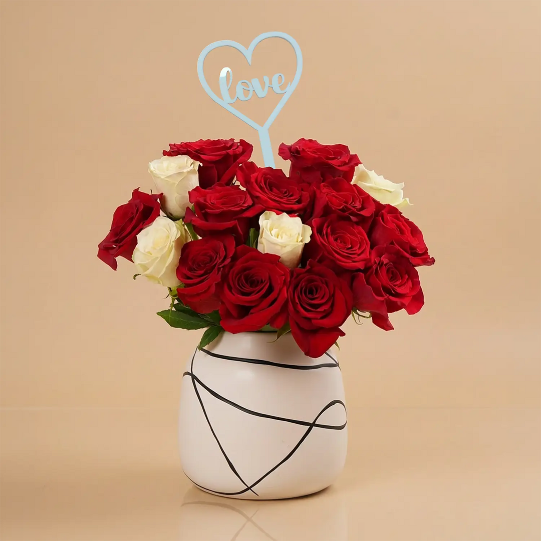 Elegant Valentine Floral Arrangement in Artistic Ceramic Vase