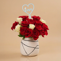 Elegant Valentine Floral Arrangement in Artistic Ceramic Vase