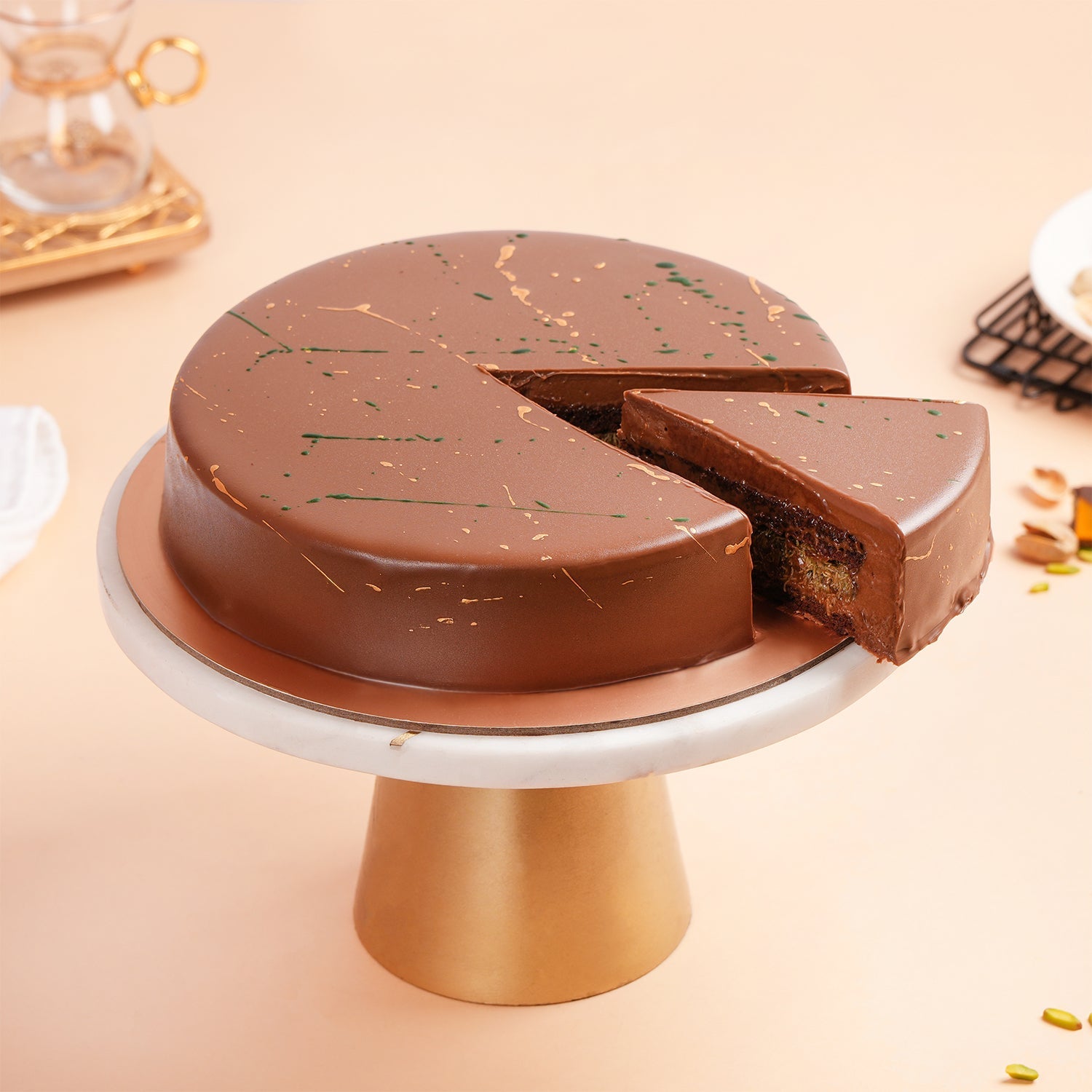 Dubai Chocolate Pistachio Kunafa Cake
