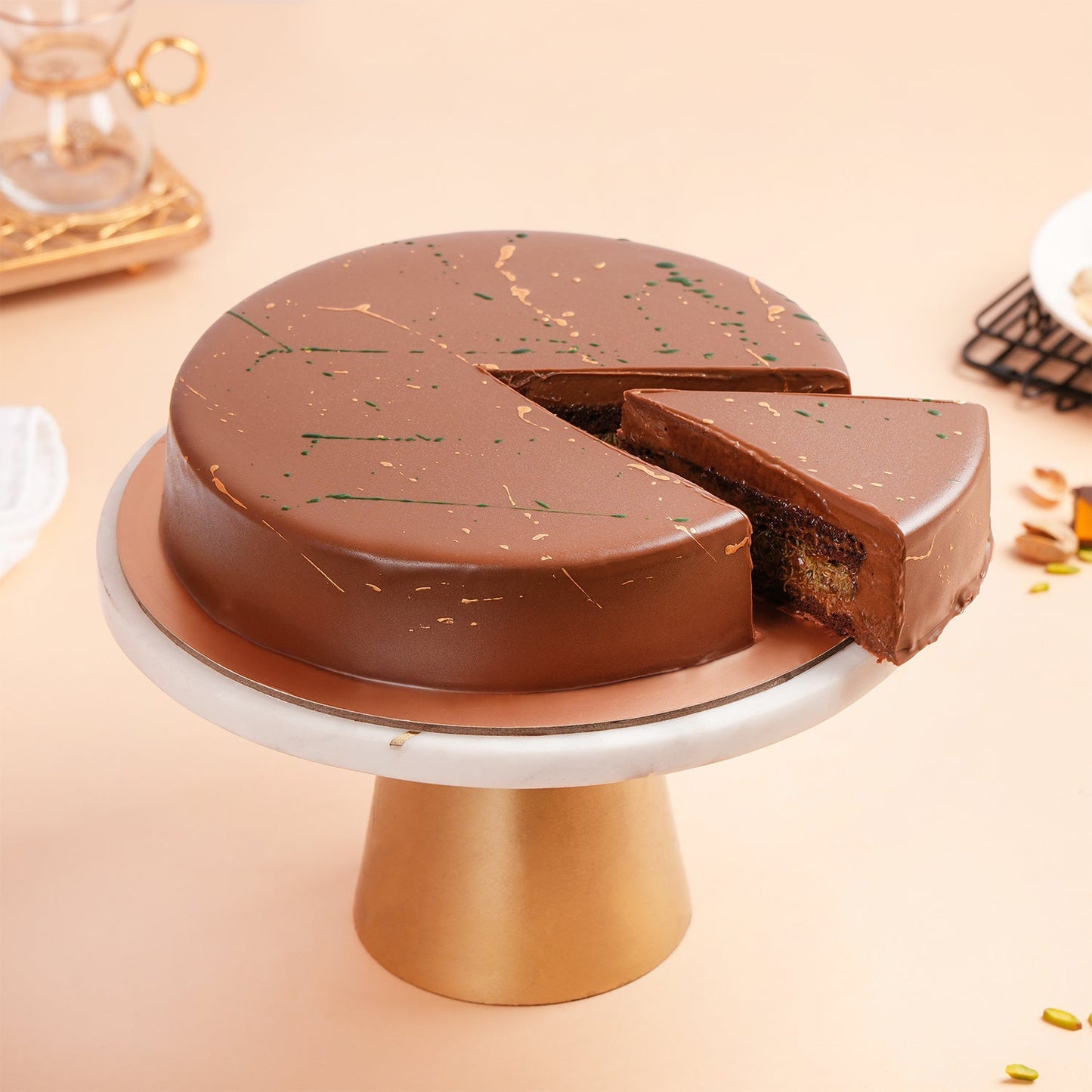 Dubai Chocolate Pistachio Kunafa Cake