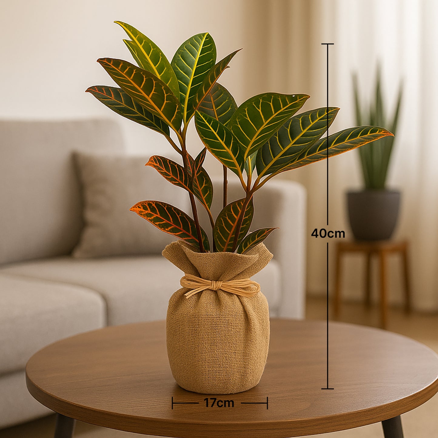 Elegant Jute Wrapped Croton Plant - Vibrant Indoor Decor