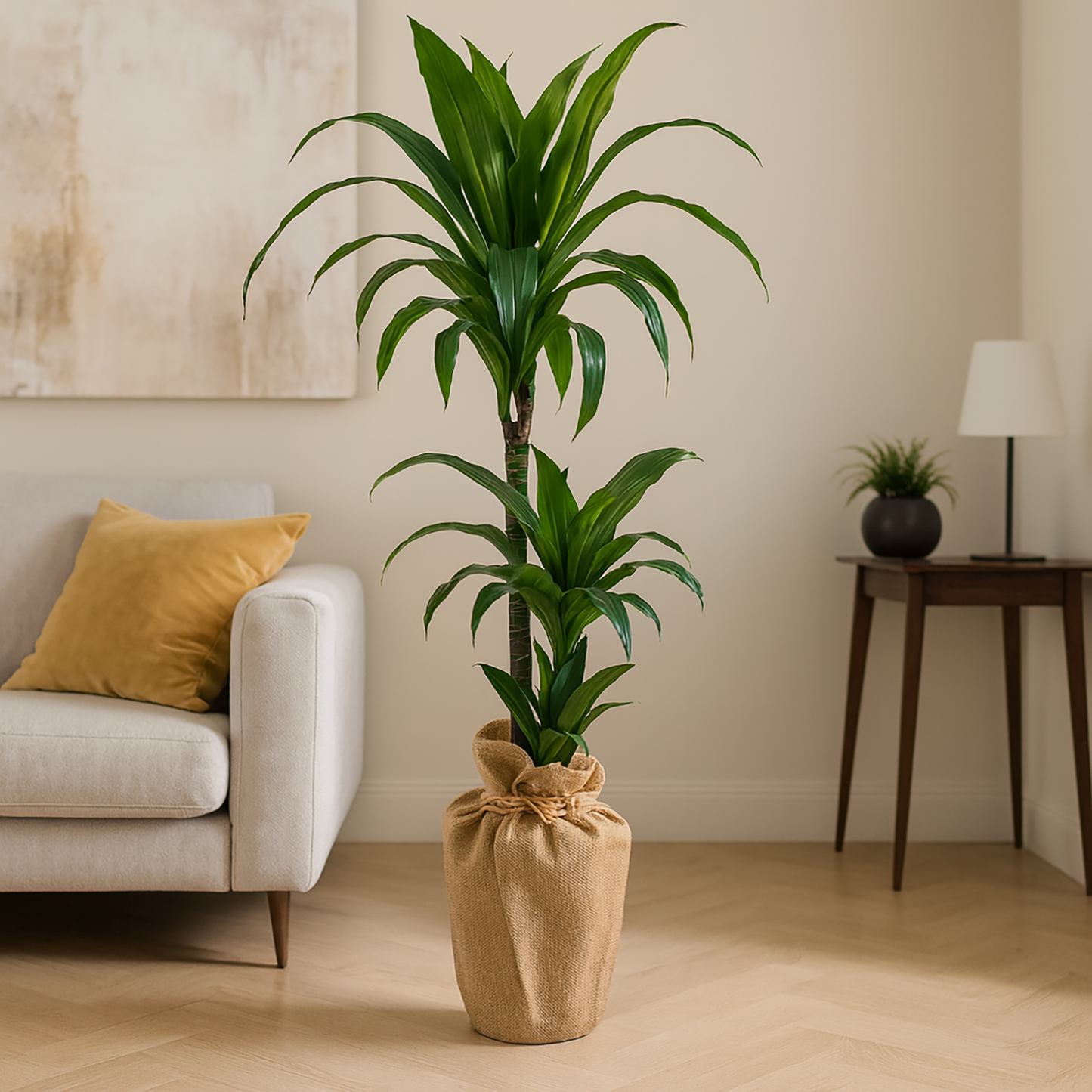 Elegant Twin-Stem Dracaena with Eco-Friendly Jute Wrap