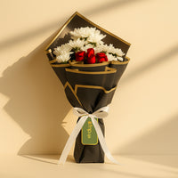 Elegant Mixed Chrysanthemum and Red Rose Bouquet