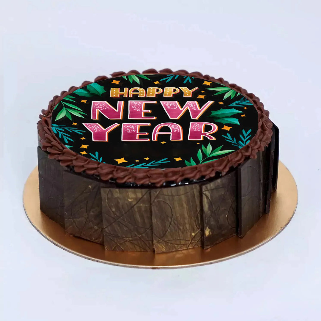 Delicious Happy New Year Chocolate Cake - Half Kg Celebration Treat