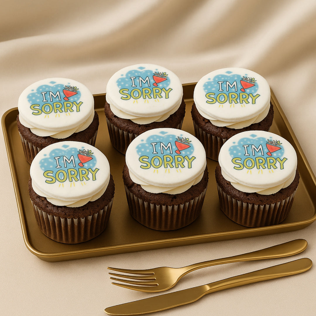 Apology Cupcakes - Delicious Chocolate 'I'm Sorry' Set of 6