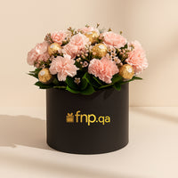 Elegant Carnations and Ferrero Rocher Chocolate Gift Box