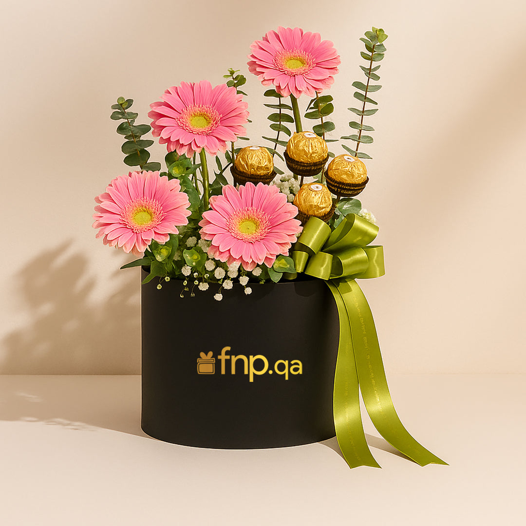 Elegant Gerberas & Ferrero Rocher Chocolate Gift Box