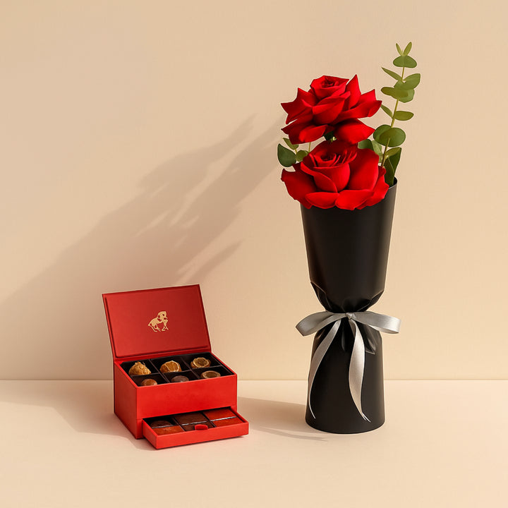 Luxurious Godiva Chocolate with Red Rose