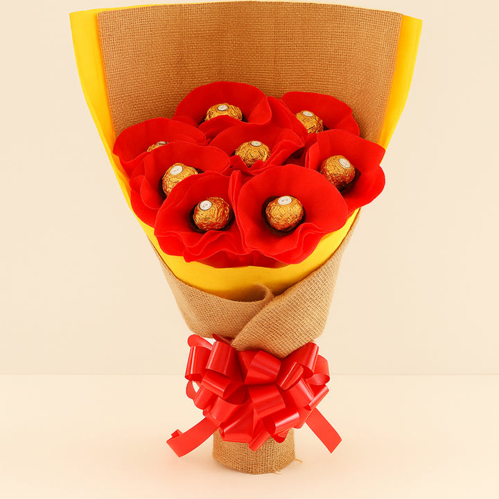 Elegant Jute Wrapped Ferrero Rocher Chocolate Bouquet
