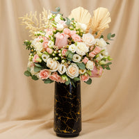 Exquisite Mixed Flowers Black Vase