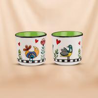 Egan Cocorico Green Moka Coffee Maker Set With 2 Mini Mugs & Tray