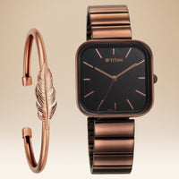 Titan Women's Purple Stackables Quartz Analog Watch with Black Square Dial and Two-Toned Stainless Steel Bracelet