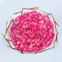 Luxurious Pink Blossom Bouquet - 100 Pink Roses with Elegant Wrapping