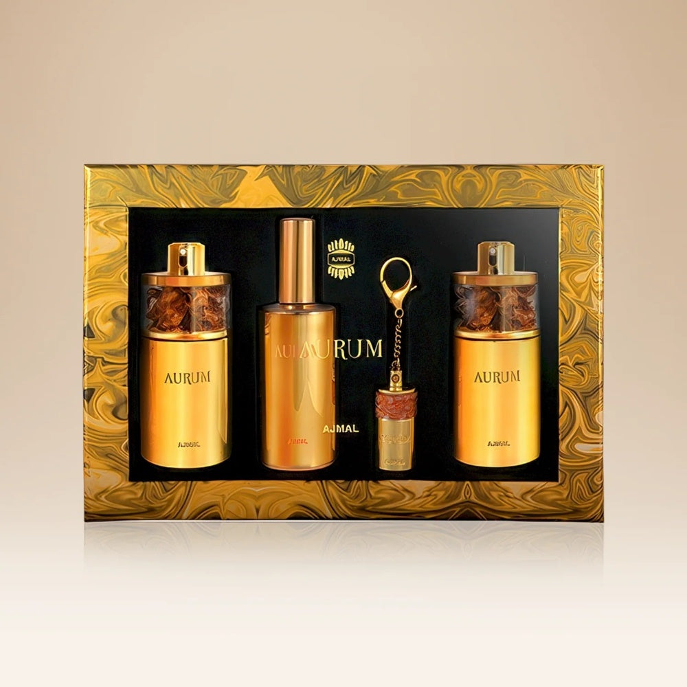 Ajmal Perfume | Luxurious Aurum Twin Gift Set & Elegant Rose Symphony Bouquet