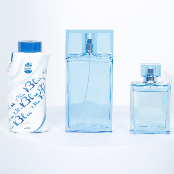 أجمل للعطور | مجموعة هدايا بلو للرجال مع ترتيب هارموني جاردن المضاء بنور الشمس