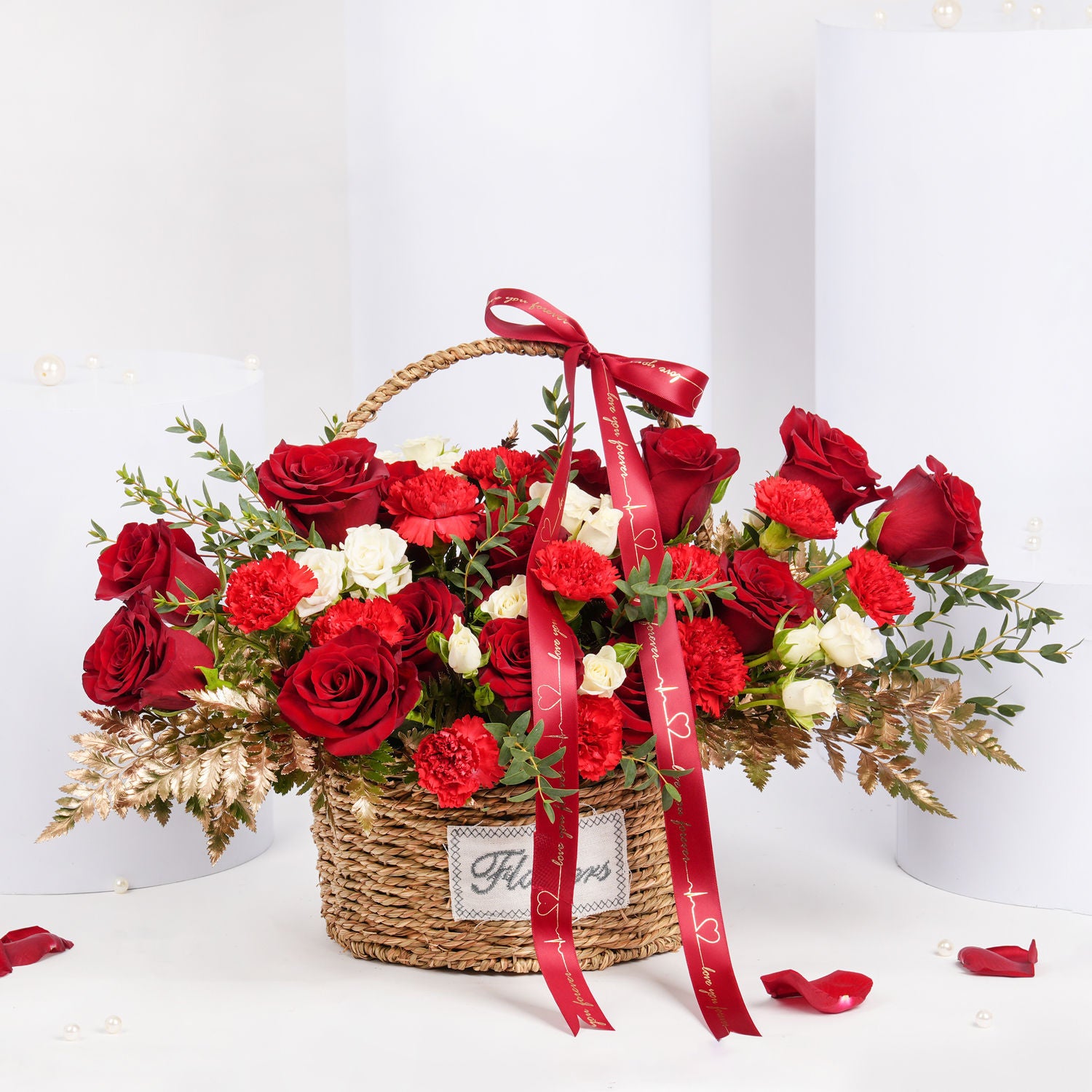 Basket Arrangement of Roses & Carnations