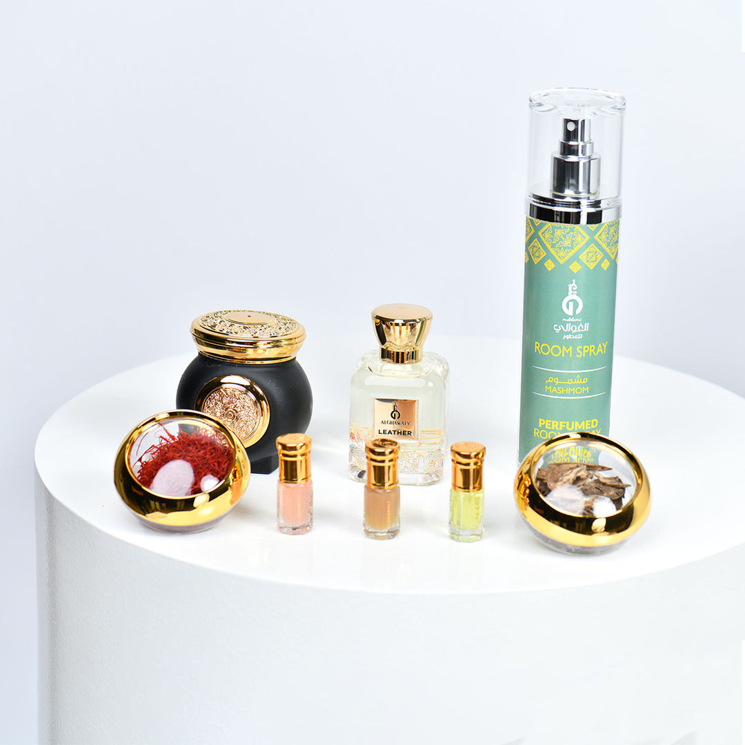 Divine Gift Set: Luxurious Red Roses & Alghawaly Perfume Collection